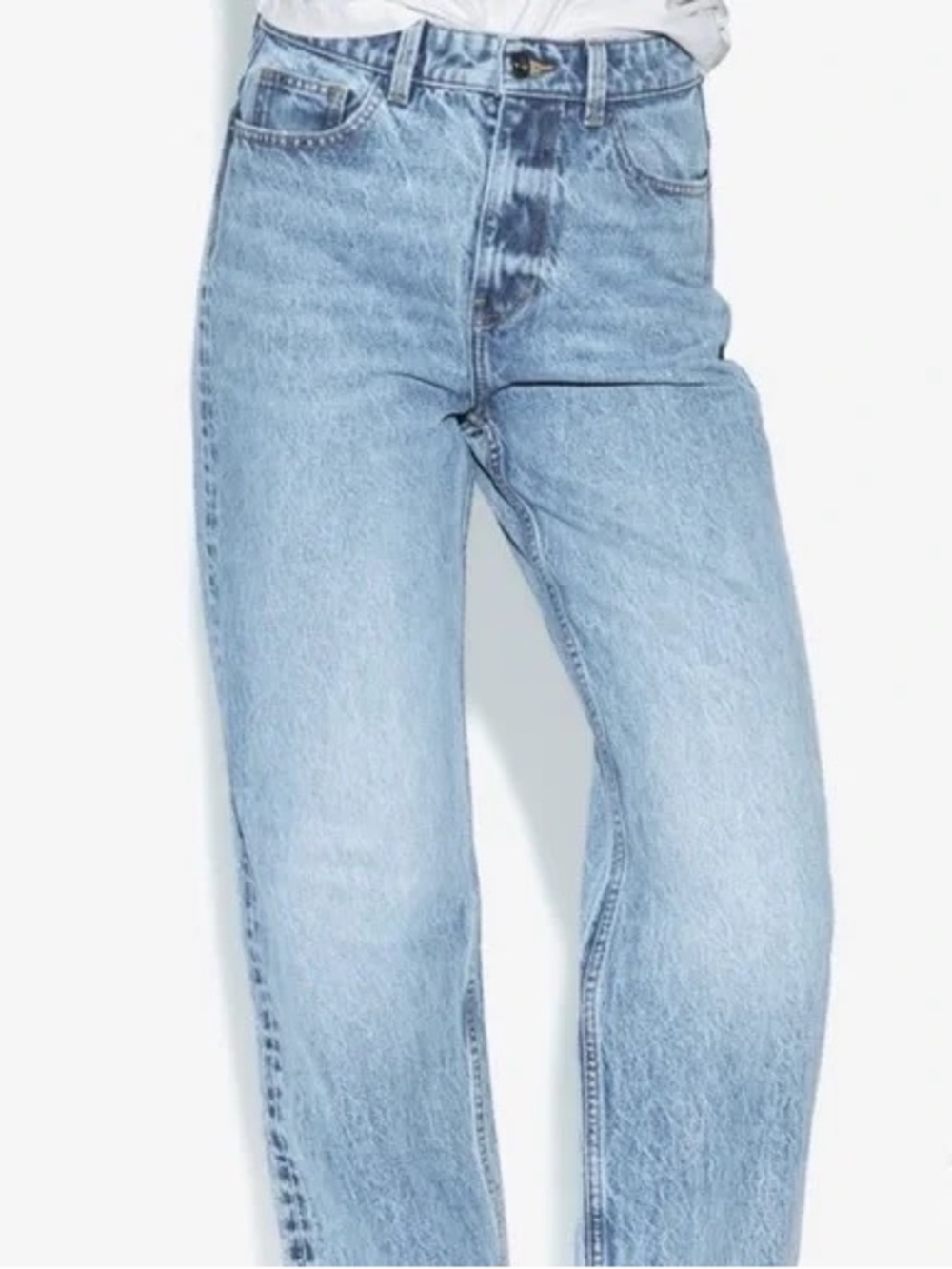 Zara High Waisted Wide Leg Blue Denim Jeans Size 8